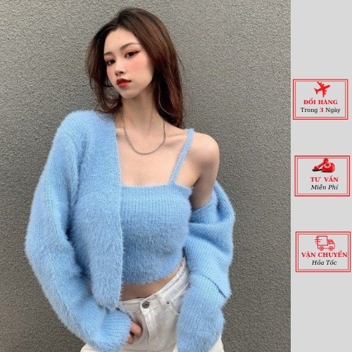 set áo cardigan len nữ cao cấp lông thỏ kiểu dáng hàn quốc thời trang nữ yolo fashion