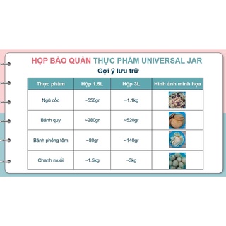 bộ hộp bảo quản thực phẩm universal jar tupperware ( 1.5l , 3l )