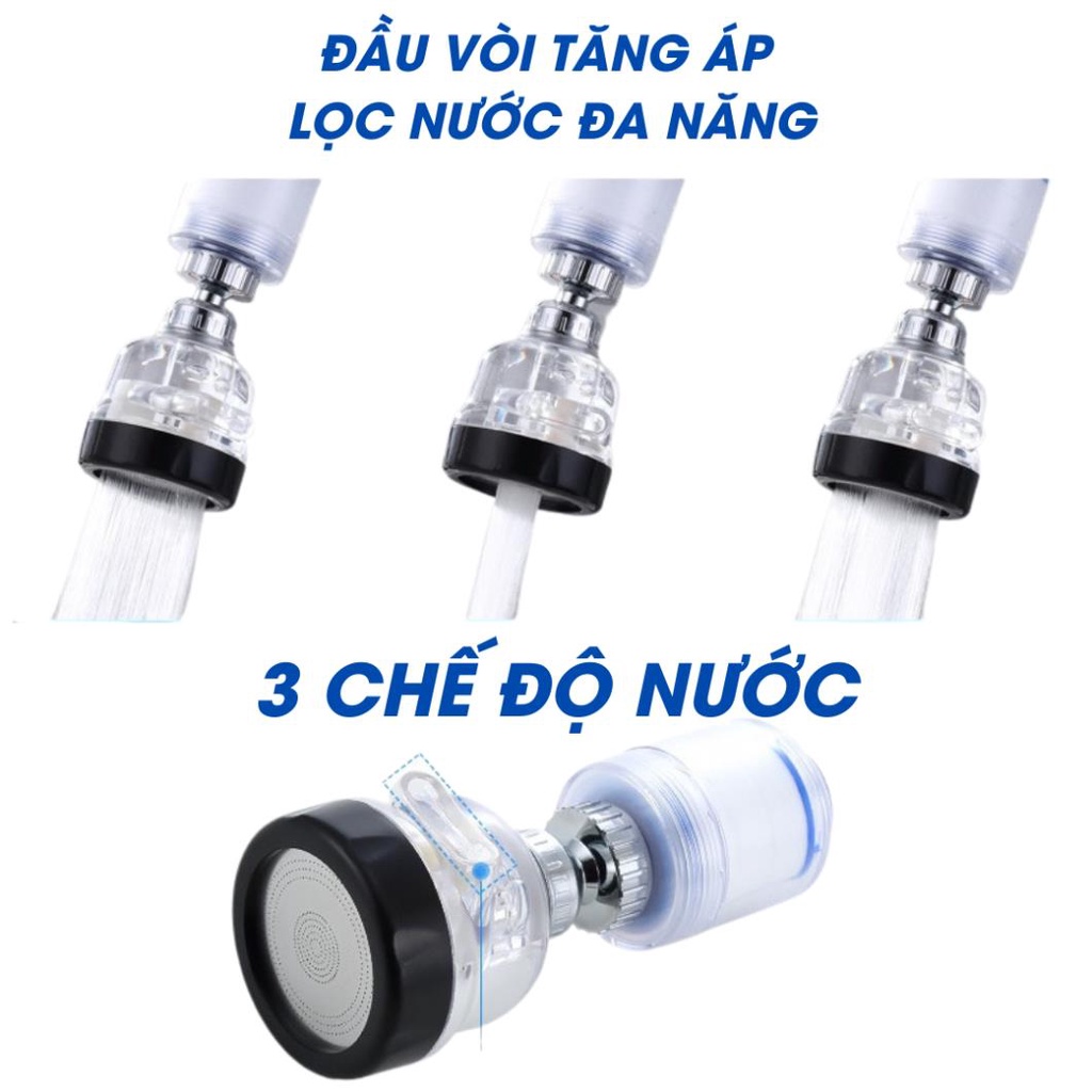 Đầu Vòi Rửa Bát Tăng áp Xoay 360 Độ Kèm Bộ Lọc Nước 3 Chế Độ Lắp Đặt Dễ Dàng - K50