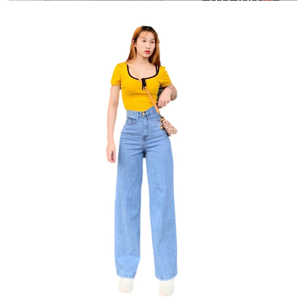 Quần jean ống rộng nữ quần baggy cạp cao hàn quốc tôn dáng Tulibs BG5100