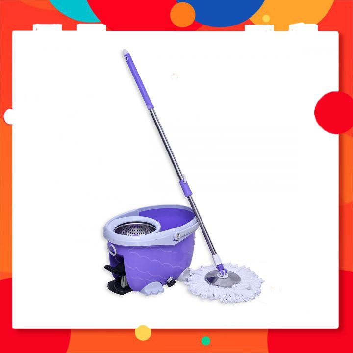 Easy Mop Song Anh, Cây lau nhà 360 độ 3 chức năng, lồng inox, có chân đạp núm giặt và van xả