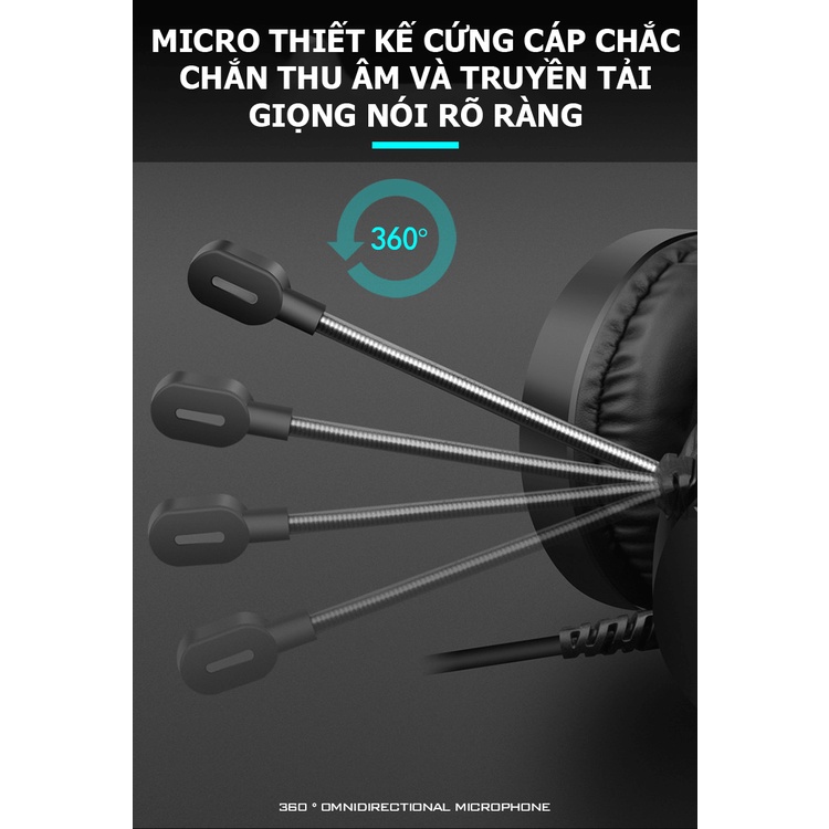 Tai nghe chụp tai AK3 chuyên game có mic và tai nghe dùng cổng 3.5mm dành cho máy tính bàn, đèn led cổng USB