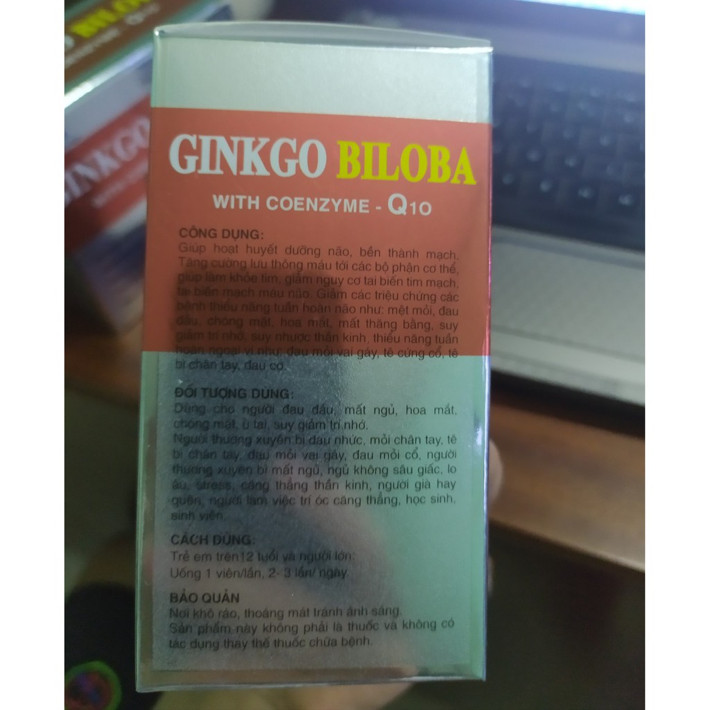 Ginkgo Biloba 360mg Bổ Sung Dưỡng Chất Cho Não, hoạt huyết dưỡng não hộp 100 viên