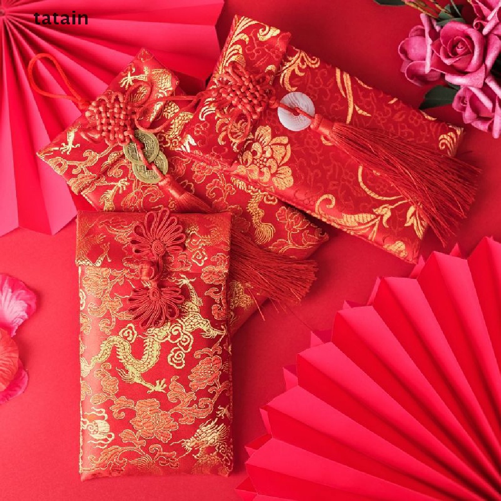 [TAT] Chinese Knot Red Envelope Gift Bag Exquisite Floral Money Wedding Tassel Bags CVX