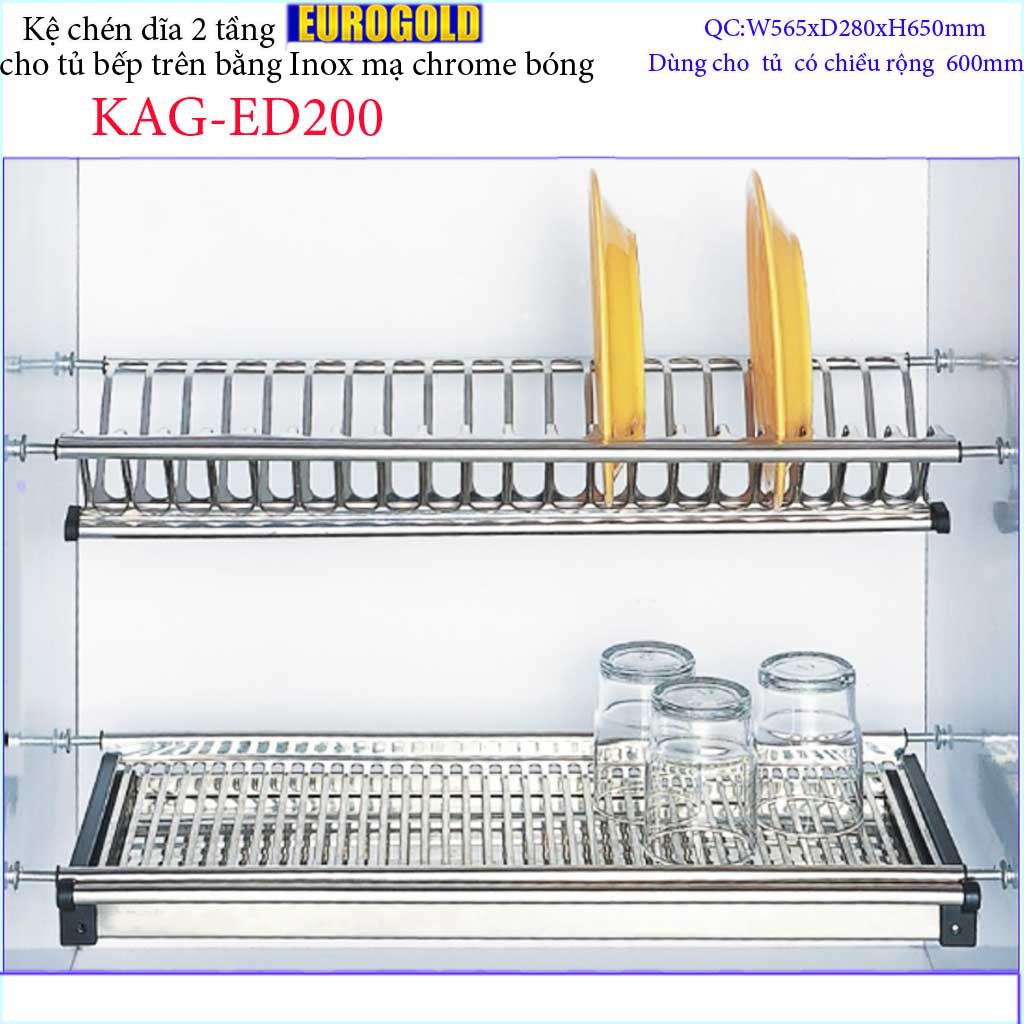 Kệ chén dĩa âm tủ KAG-ED200 - 56.5cm, Kệ chén bát chữ V 2 tầng Euro  56.5cm  có khay hứng nước thiết kế đẹp tiện dụng