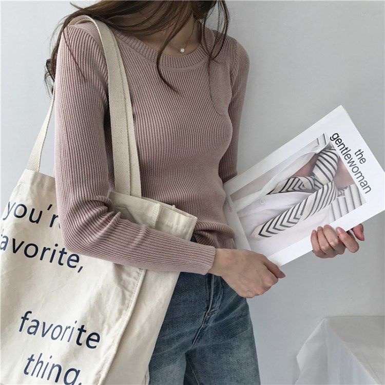 Áo Sweater Trơn Tay Dài Thời Trang Trẻ Trung 198826 Áo Sweater Dáng Ôm Thiết Kế Đơn Giản Cá Tính