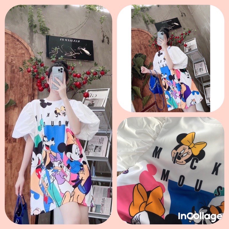 Váy suông hoạt hình cotton đầm suông nữ cộc tay TH108