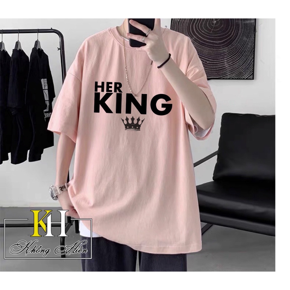 [Mã FAMARAL1 giảm 10K đơn 50K] Áo thun unisex from rộng cổ tròn tay lỡ freesize 38-70kg - King