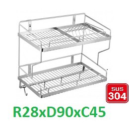 Kệ Đựng Chén Bát Đĩa Treo Tường Bằng inox 304 Cao Cấp  Kệ chén 2 tầng 90cm