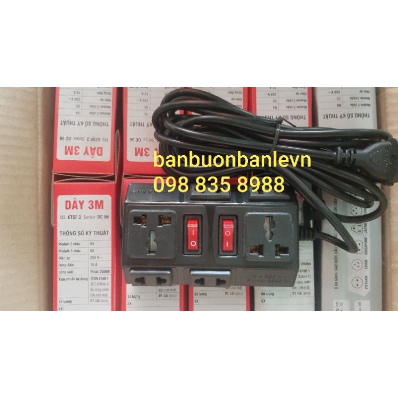 Ổ cắm điện Vinakip 6 ngả đa năng liền dây 3 mét