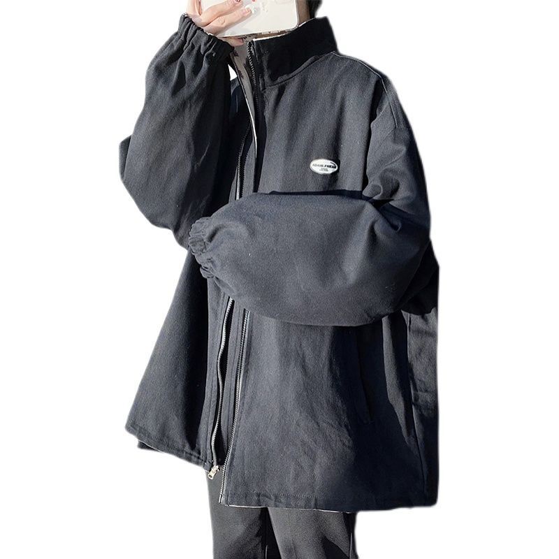 Jiashucheng Áo Khoác Bóng Chày Hai Mặt Phong Cách Harajuku Hong Kong Dễ Phối Đồ