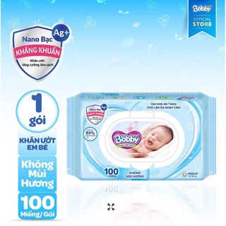 Khăn ướt bobby không mùi 100 miếng