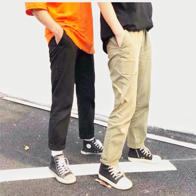 Quần Basic Kaki Đen + Tan