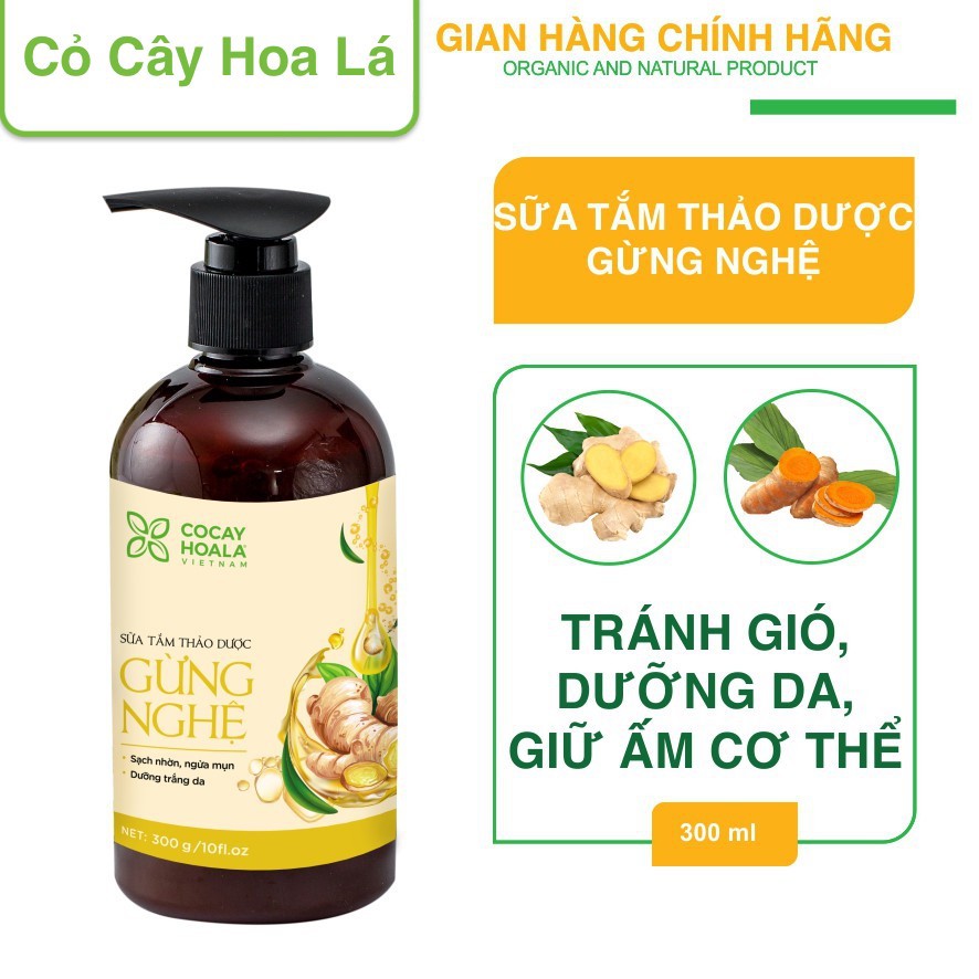 Sữa Tắm Thảo Dược Gừng Nghệ Trắng Da, Liền Sẹo, Tránh Gió, Chống Cảm. An Toàn Cho Cả Mẹ Và Bé, Rất Tốt Cho Bà Bầu.