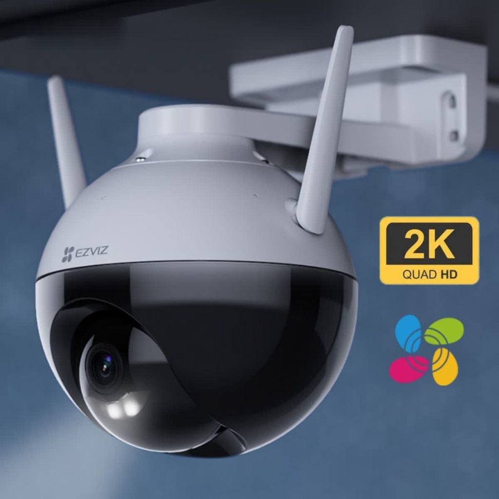 Camera wifi ngoài trời, xoay 360 độ, còi đèn báo động, Ezviz C8W 4MP 2K, màu ban đêm, Đàm thoại 2 chiều- chính hãng