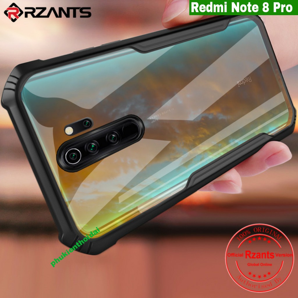 Ốp lưng Xiaomi Redmi Note 8 Pro chống sốc thể thao lưng trong viền màu