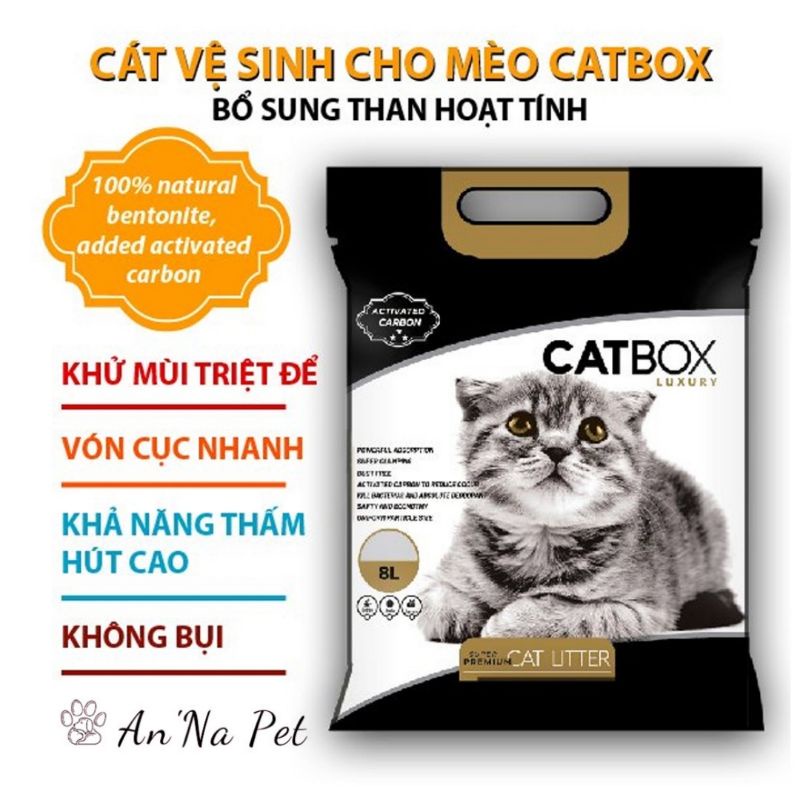 Cát vệ sinh cho mèo, Cát Box Luxury 8L cho mèo, Cát đất sét, đủ mùi hương, siêu vón cục, ít bụi tiện lợi - AnNa.Pet