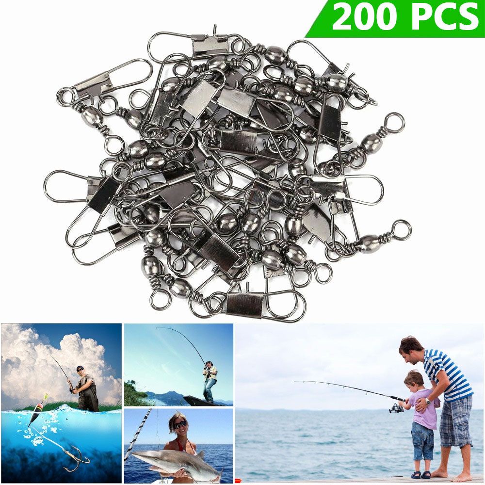 Set 200 móc câu cá linh hoạt bằng thép không gỉ