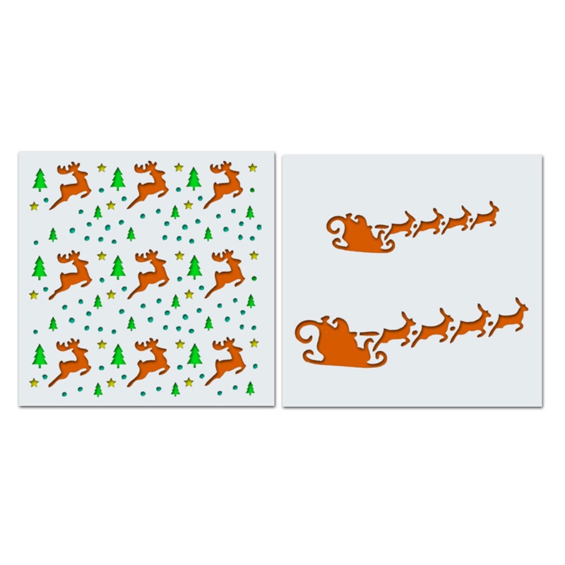 Bộ 2 Khuôn Tô Màu Trang Trí Hình Tuần Lộc Giáng Sinh