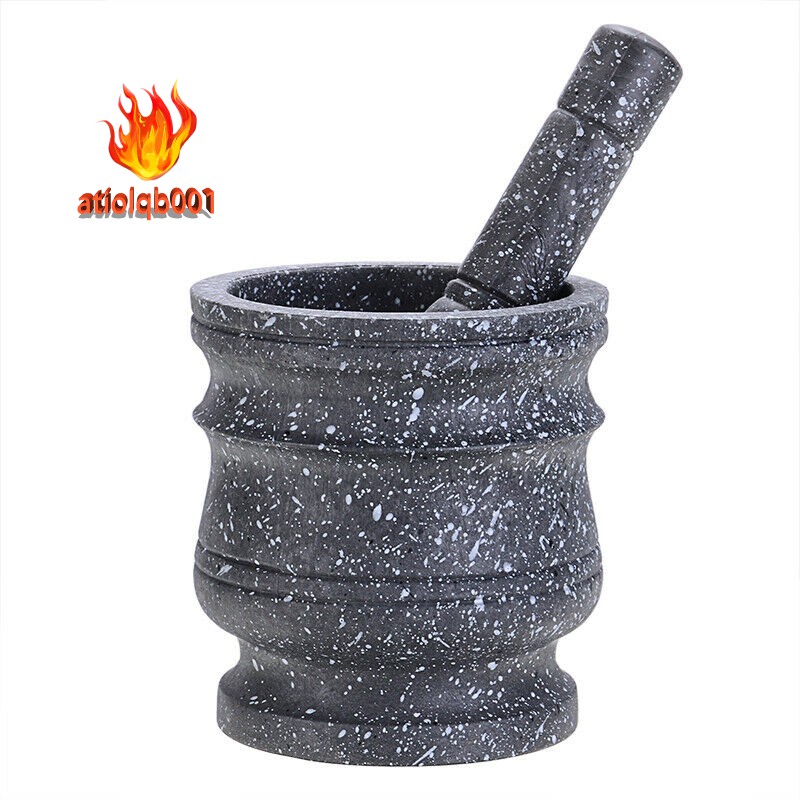 Granite Pattern Pestle Set Stone Herb Spice Grinder Solid Grinder Cooking Set