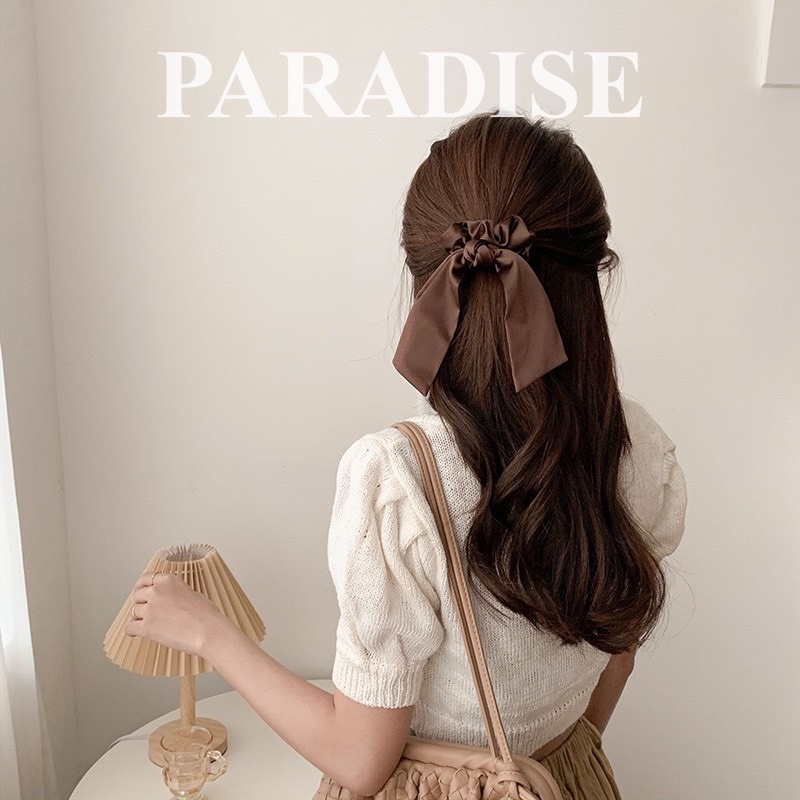 Cột tóc nơ vải màu cơ bản phong cách vintage hàn quốc shoes paradise ct3