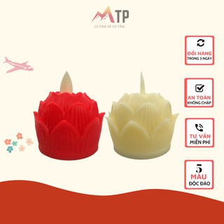 Nến điện tử hoa sen mini TP với ngọn lửa LẮC LƯ trang trí nhà cửa, dâng nến, lễ hoa đăng