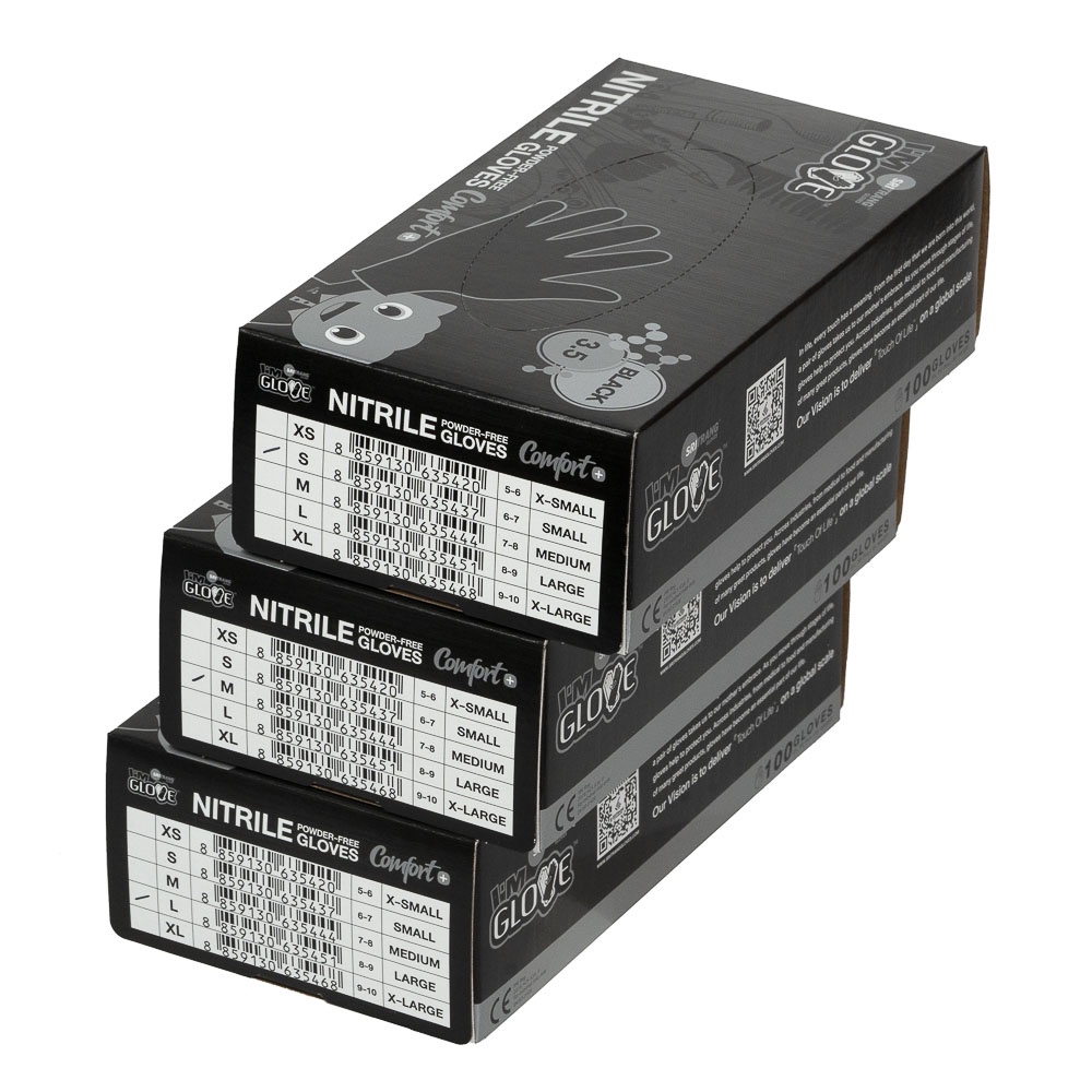 Găng tay y tế không bột màu đen dùng trong nhà bếp, spa thẩm mỹ, nuôi trồng thủy hải sản, sơ chế nông sản cao cấp da tay