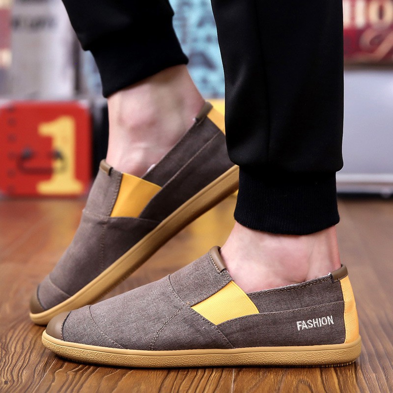 Slip on nam - Giày lười vải phong cách Anh Quốc - 3 màu nâu/(vàng), ghi/(xanh) và xanh/(đỏ) - Mã SP 189 | BigBuy360 - bigbuy360.vn