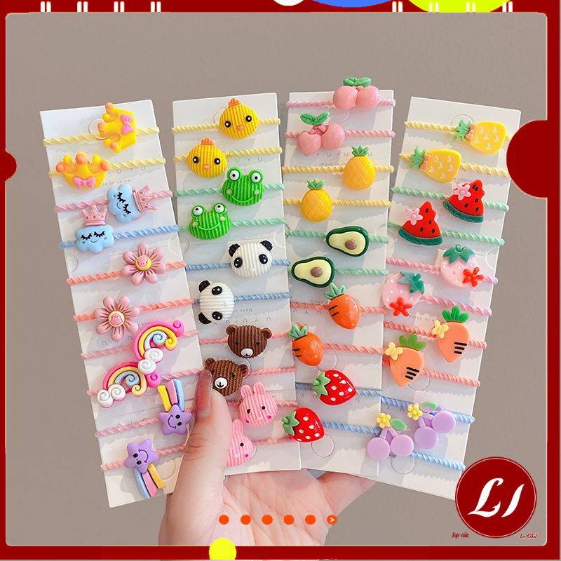 Set 20 Chun cột tóc MINI ĐÍNH NƠ nhỏ nhắn, dễ thương cho bé( chun xô)