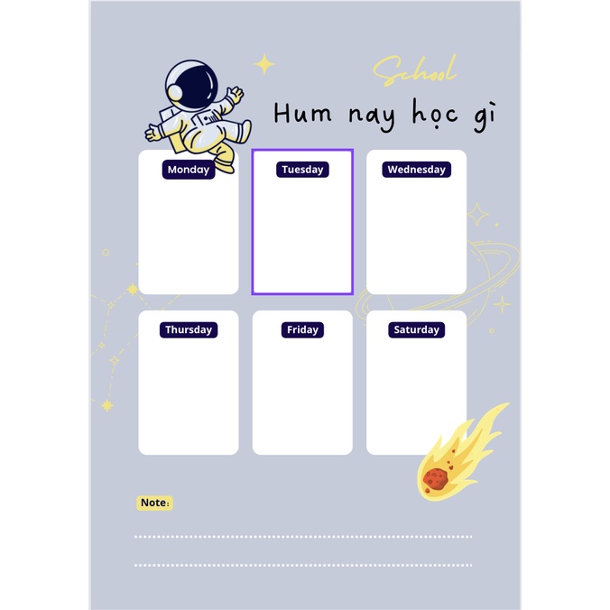 Thời Khóa Biểu Cute Time Table Dụng Cụ Học Tập Học Sinh Tuna 2 tờ