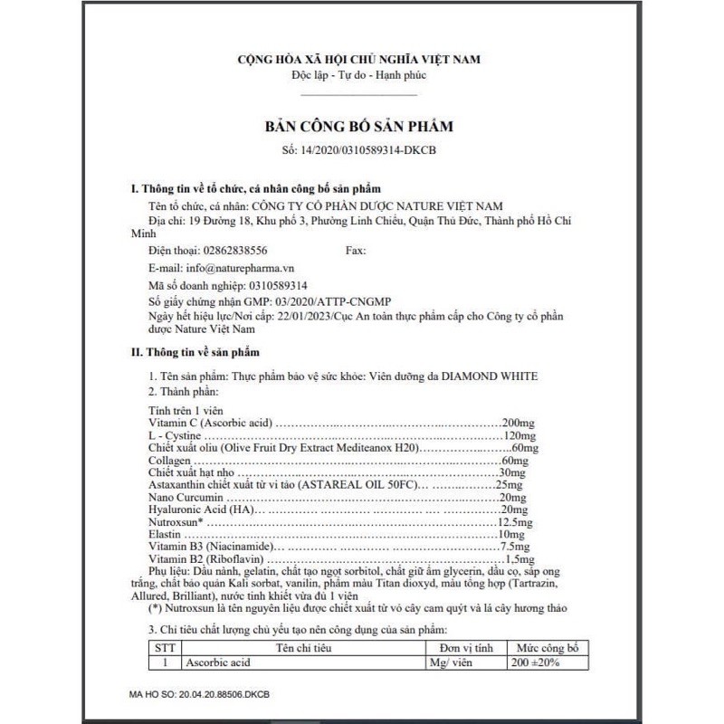 Viên Uống Hỗ Trợ Làm Đẹp Da BEAUTY DIAMOND WHITE ♥️CHÍNH HÃNG-TEM CÀO MÃ QR | BigBuy360 - bigbuy360.vn