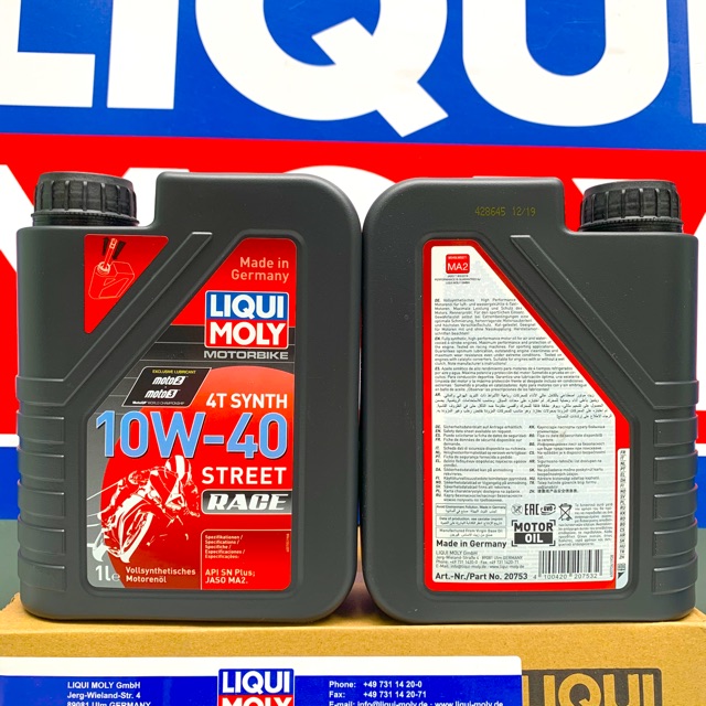 Dầu Nhớt Cao Cấp Liqui Moly Motorbike Synth 4T Street Race 10W-40 API SN Plus Jaso MA2 Made in Germany