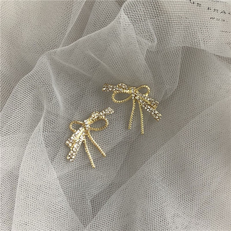 Bông Tai Đính Đá Hình Nơ Xinh Xắn A539