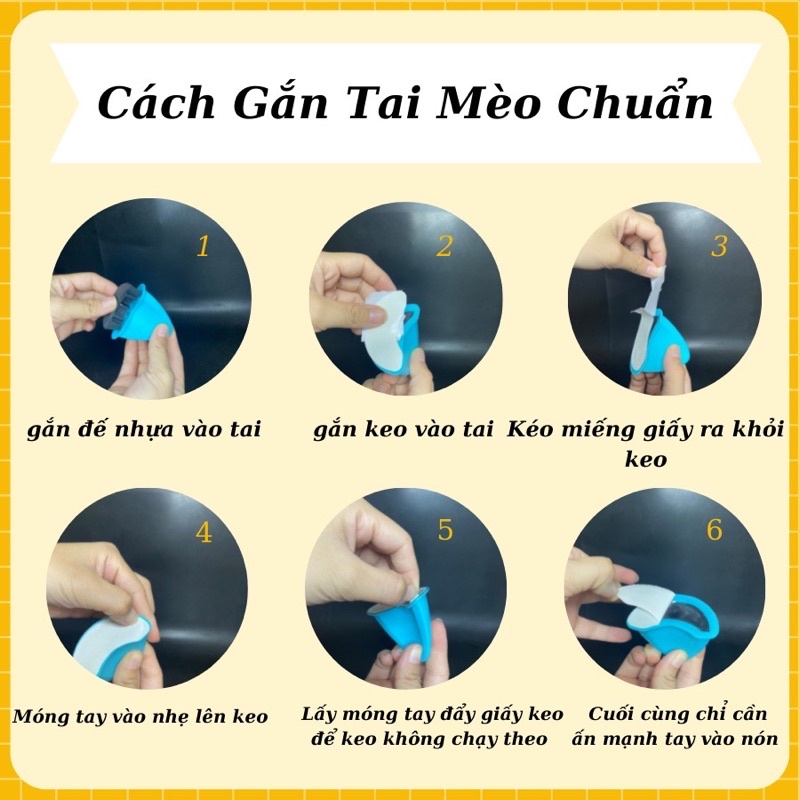 Tai Mèo Gắn Mũ Bảo Hiểm Siêu Cute Có Nhiều Màu Sắc Lựa Chọn Chất Liệu ABS