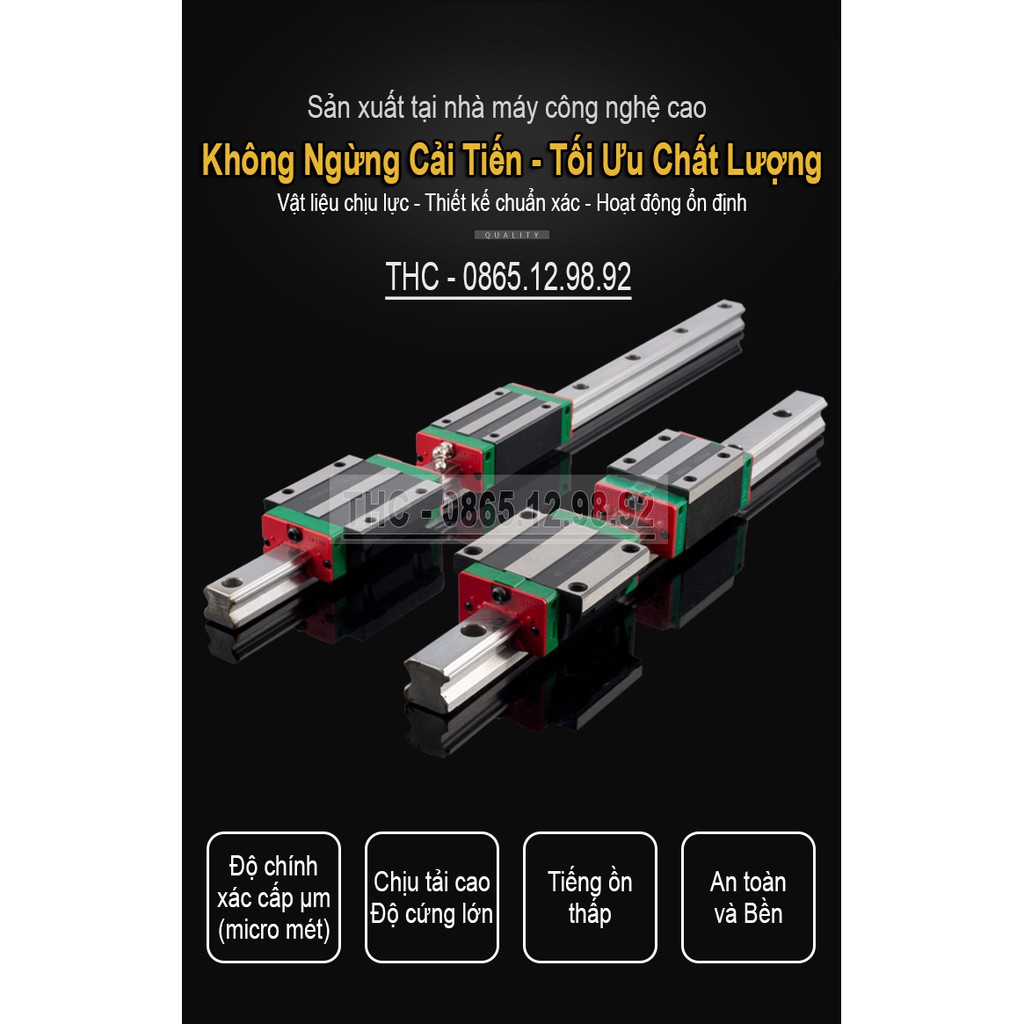 Bộ Thanh Ray Trượt Vuông 15 20 25mm Loại Tốt. Con Trượt Bi Trượt Vuông Dẫn Hướng CNC Trơn Tru Không Giật Không Kẹt.