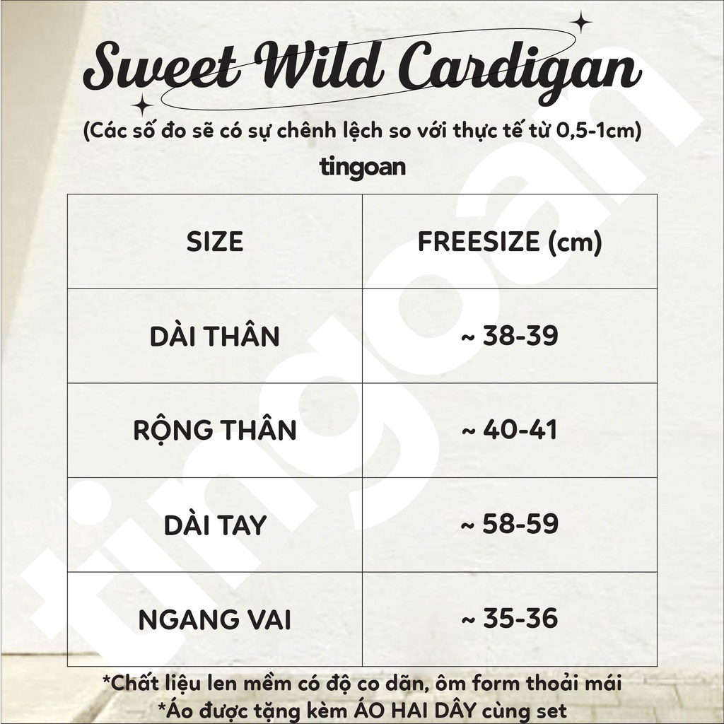 Áo set len cardigan kèm hai dây dài tay xám nhạt tingoan SWEET WILD CARDIGAN/GR