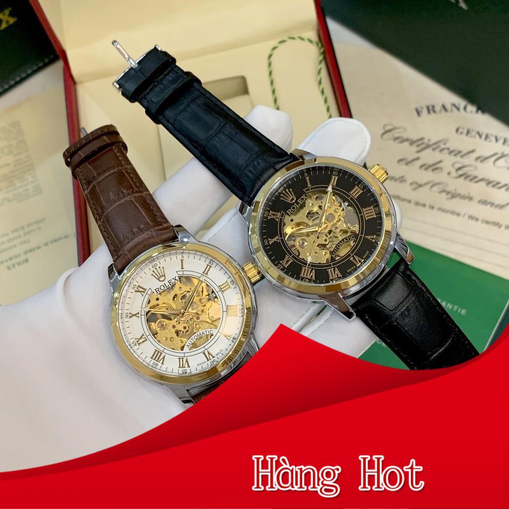 Đồng hồ nam Rolex mặt tròn máy cơ automatic dây da cao cấp DH516 Shop404