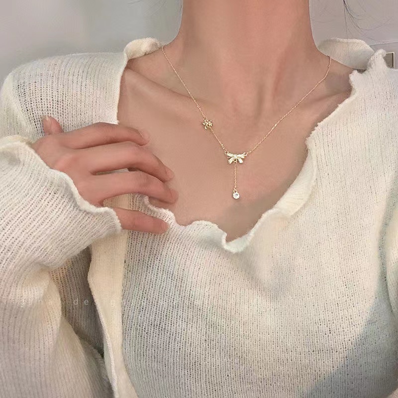 Dây Chuyền Mặt Nơ Phong Cách Ngọt Ngào Cho Nữ
