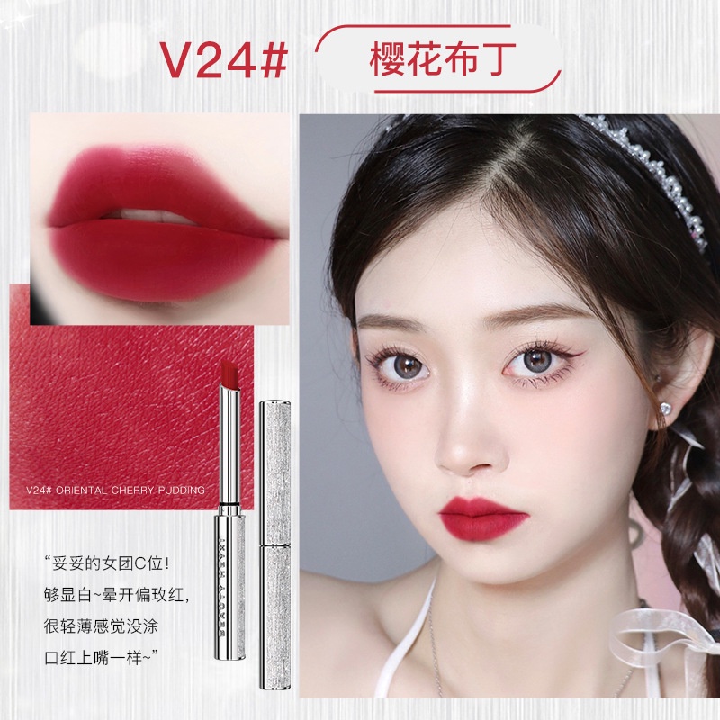 Son môi Matte Matte màu bạc Heyxi chống thấm nước và chống thấm mồ hôi Dễ lên màu Sắc đỏ sống động HS7V2 | BigBuy360 - bigbuy360.vn