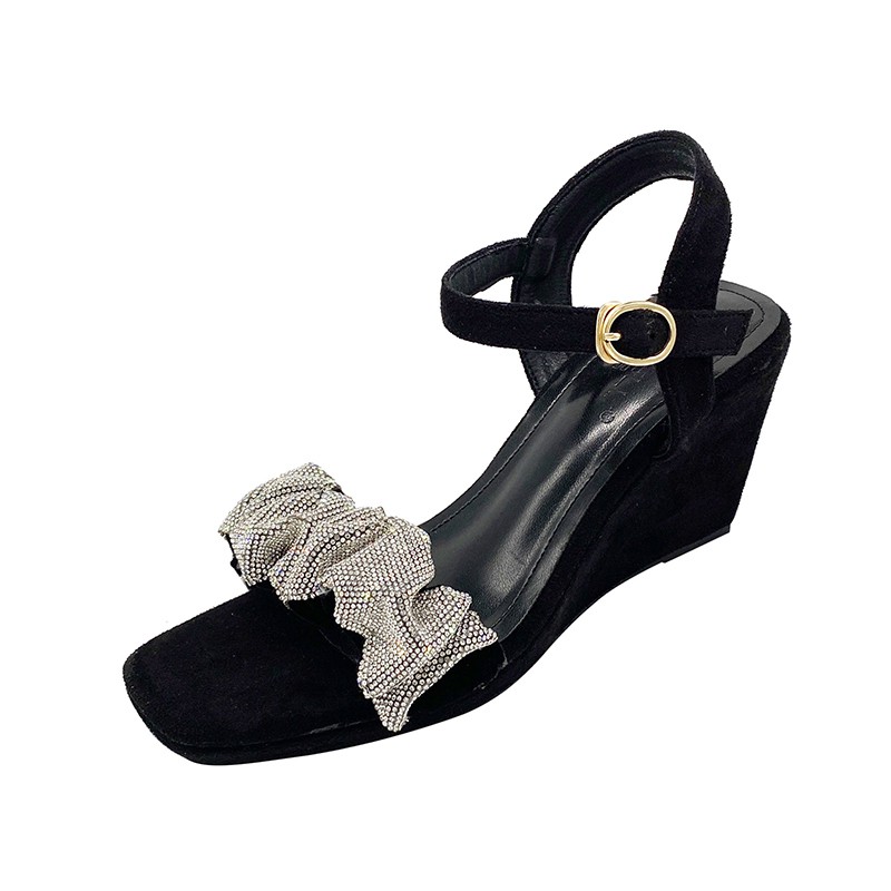 Sandal đế xuồng nơ đá gót cao 8cm size 34/40   220621