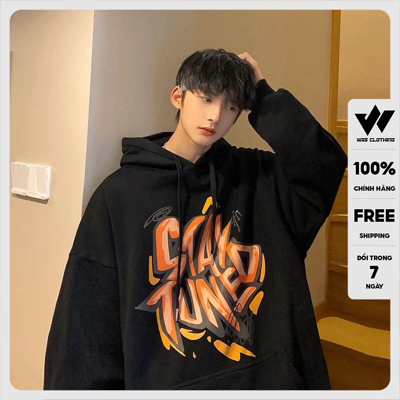 Áo hoodie unisex WIIS form rộng nỉ nam nữ STAY TUNED HD11 thời trang thu đông oversize