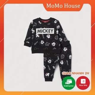 [FS + Hoàn 26k Xu] Bộ Nỉ Bé Trai Mickey Black and White