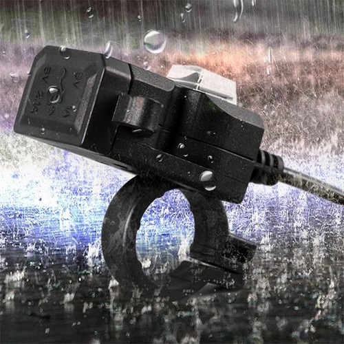 Dụng Cụ Sạc Điện Thoại Xe Máy 2 Cổng USB Có Công Tắc Chống Thấm Nước