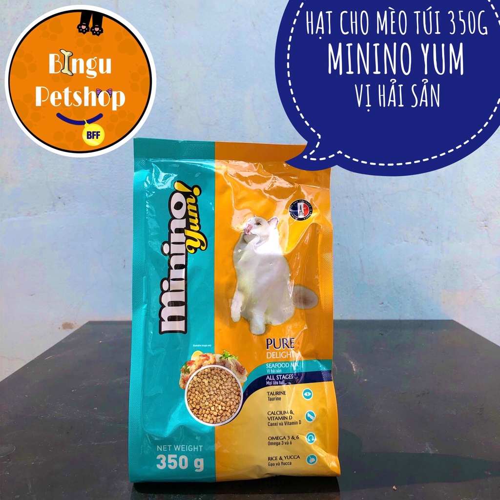 [MỚI] Thức ăn cho mèo lớn, mèo nhỏ Minino Yum 350gr - Vị Hải Sản