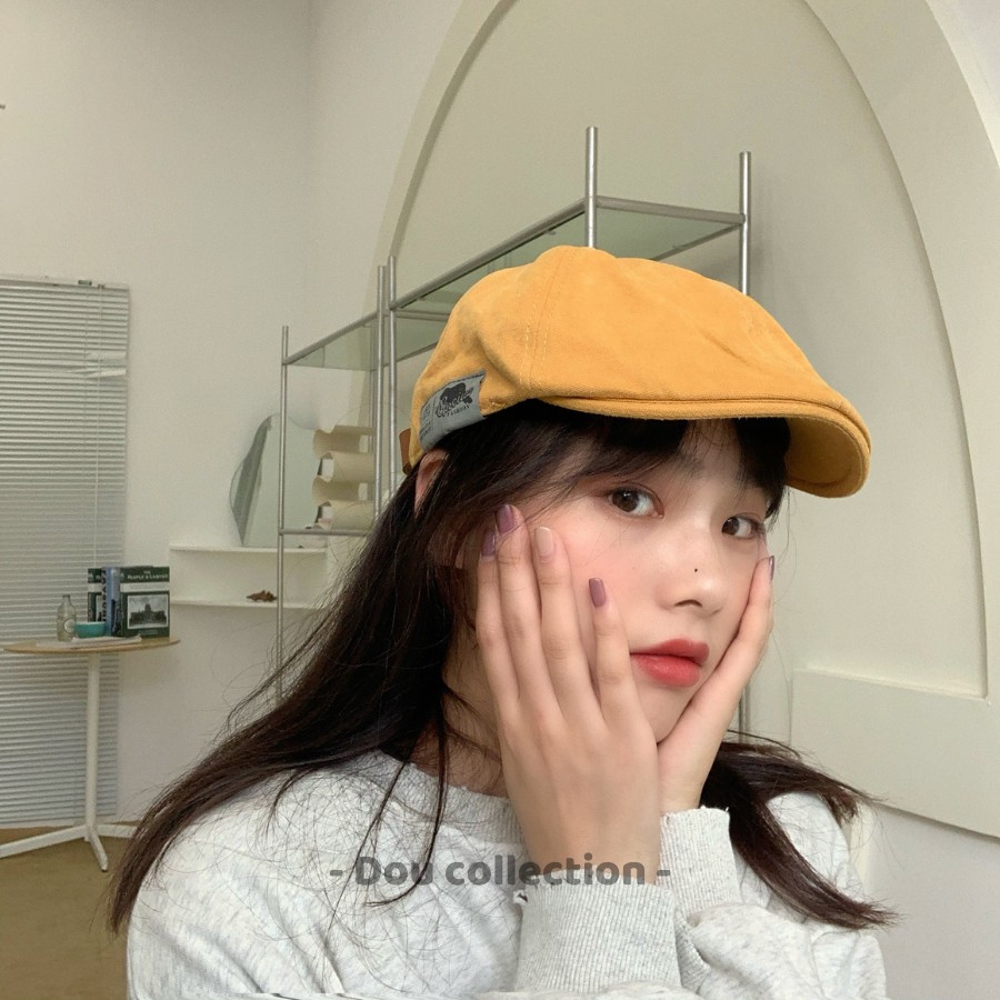 [Nowship2h] Mũ Nồi (Nón Beret) Retro Nam Nữ Unisex Họa Tiết EST 1973 Đính Bên Hông Phong Cách Nhật Bản - Mã NV032