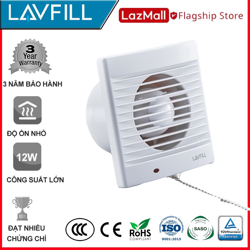 Quạt thông gió phòng vệ sinh 1 chiều với lỗ chờ 100 * 100mm Model LAVFILL LFWW-09EK