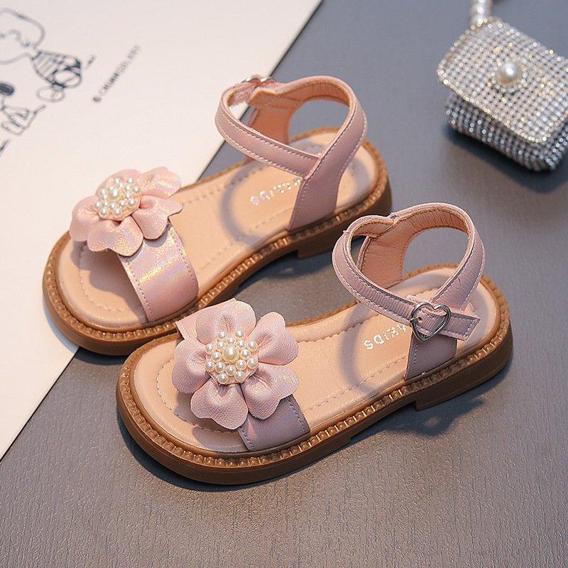 SANDAL DA THẬT CHO BÉ GÁI HIỆU WUMA MẪU HOA HẠT HỒNG