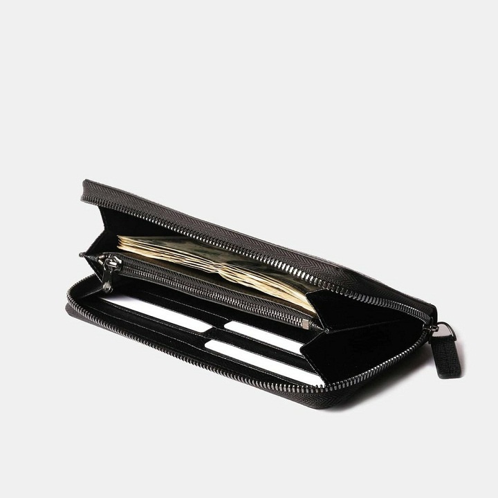 Bóp ví dài khóa kéo Owen dành cho nam, nữ da bò cao cấp nhập khẩu