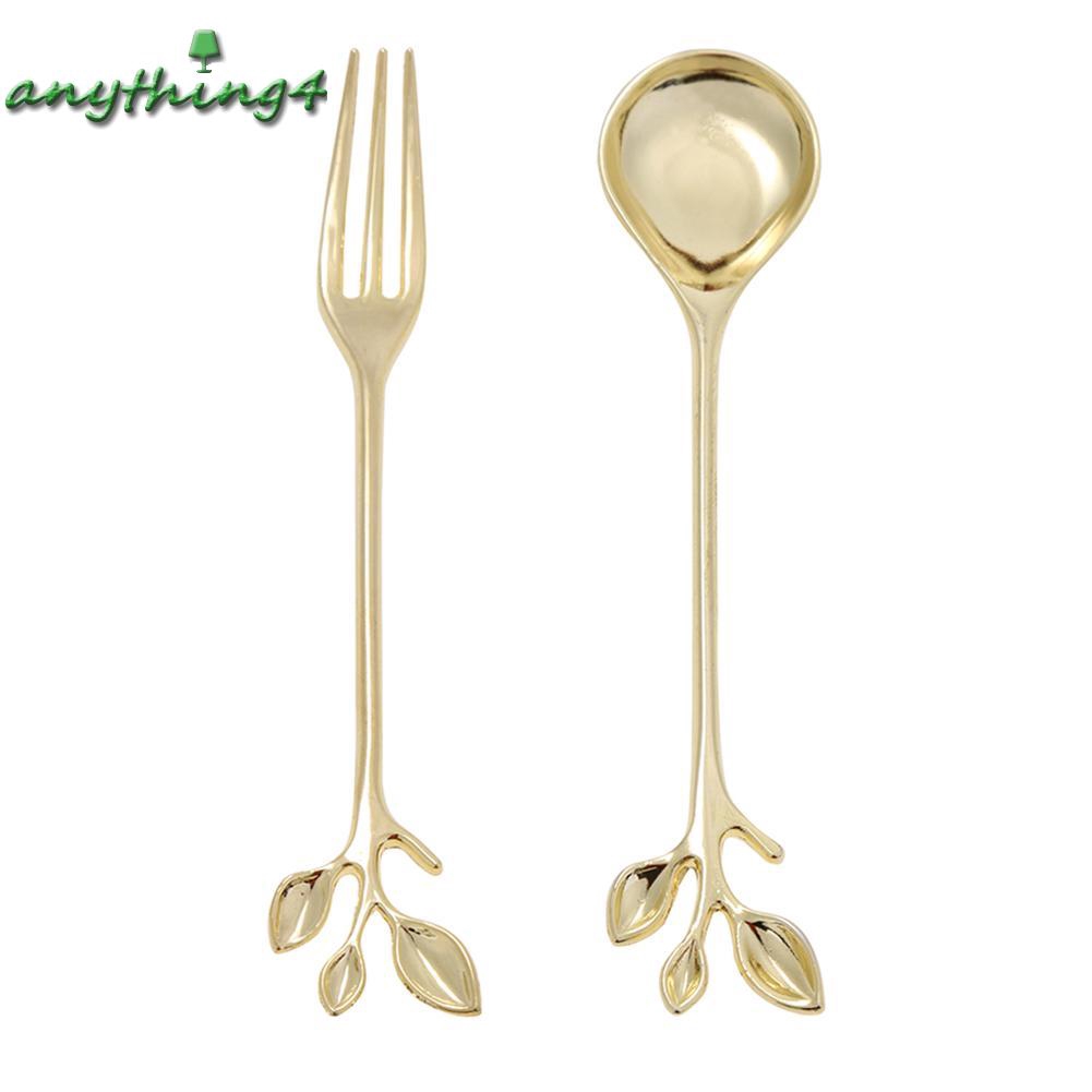 ♚any♚ Convenient 2pcs/Set Coffee Dessert Spoon Vintage Royal Style Branch Shape Cutlery Fork