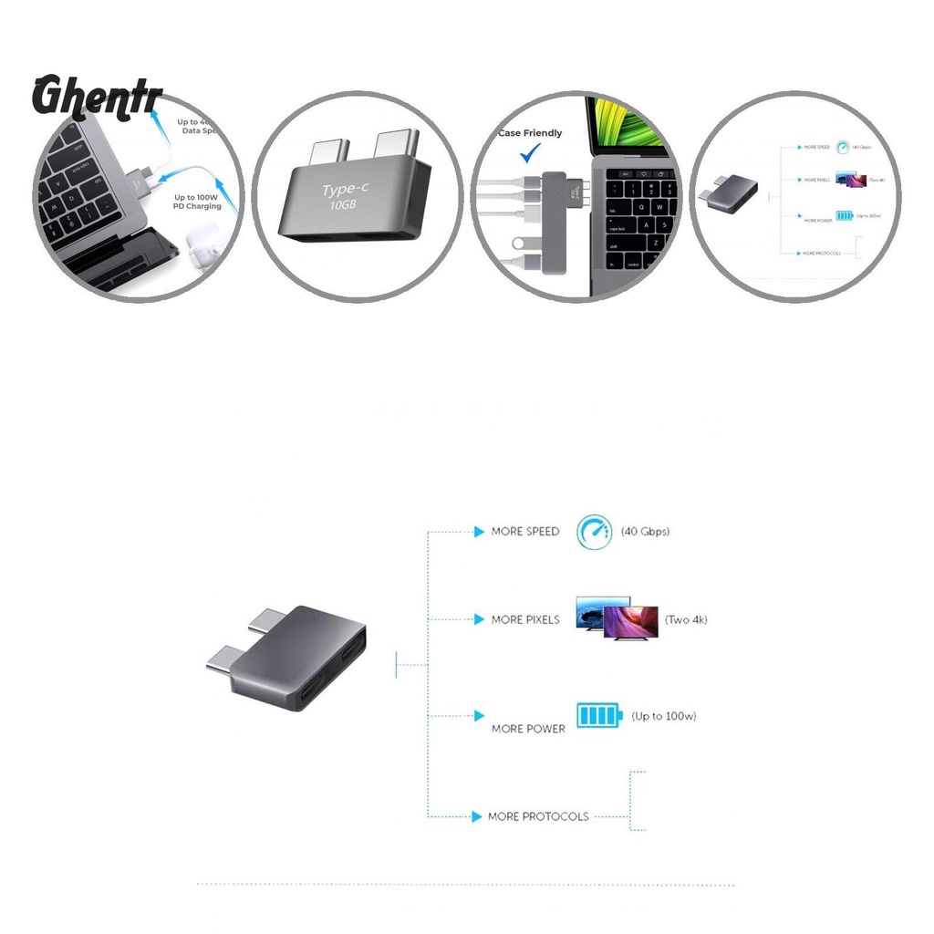 Đầu chuyển đổi USB-C sang hai cổng USB-C tốc độ cao bằng hợp kim nhôm